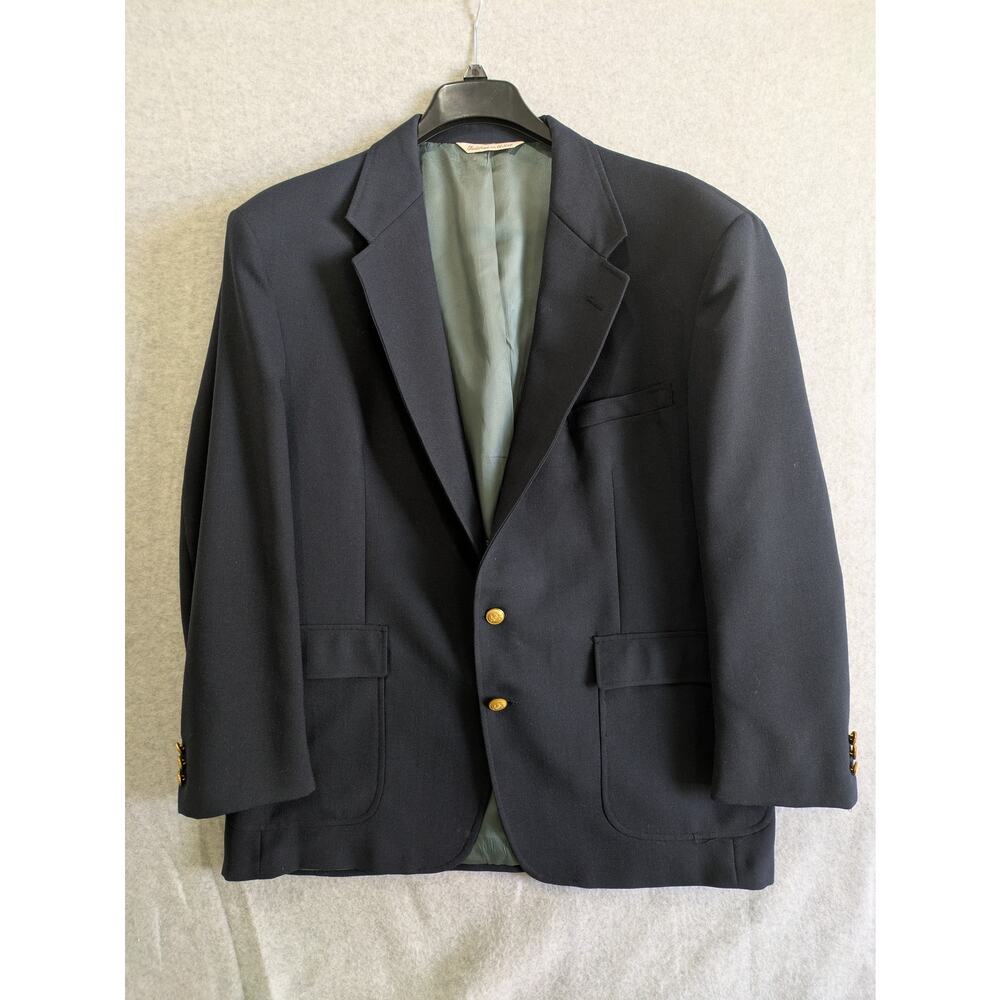 Stafford Blazer Men's XL Black Gold‎ Shield Crest Buttons Classic Lined Coat